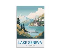 EZMLFA Paint by Numbers for Adults Lake Geneva Switzerland Easy Paint by Numbers for Beginner,Acrylic Watercolor Paint by Number for Kids Gift Decor 30x40cm
