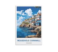 EZMLFA Paint by Numbers for Adults Mousehole Cornwall England Craft Art Painting DIY Kit Rolled Canvas Without Frame 50x60cm