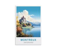EZMLFA Paint by Numbers Montreux Switzerland DIY Painting by Number Kits Oil Paint Drawing Canvas Home Decor Gift 30x40cm