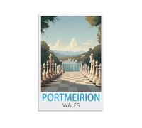 EZMLFA Paint by Numbers Portmeirion Wales DIY Painting by Number Kits Oil Paint Drawing Canvas Home Decor Gift 20x30cm