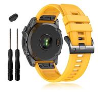 EZMVZKU 26mm Fenix 7X Pro Straps, Easy Fit Sport Silicone Bands Replacement for Garmin Fenix 6X Pro Fenix 5X Plus Fenix 3X HR Enduro 2 Tactix 7 Pro Tactix Delta Descent Mk2i,Yellow