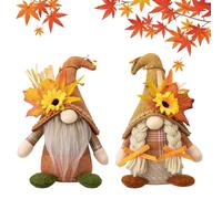 Eznaobo 2pcs Fall Gnomes Plush Autumn Decorations, Thanksgiving Decor, Harvest Handmade Elf Dwarf Figurines for Home Kitchen Farmhouse Tiered Tray Holiday and Office Decorations (2pcs)