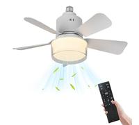 Eznaobo Ceiling Fans with Lights, E27 30W Ceiling Fan with APP Control, Remote and Timing, 3 Color Dimmable LED, 4 Speeds, 46cm Light Bulb Fan for Bedroom, Living Room, Kitchen (White)