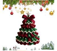 Eznaobo DIY Crochet Christmas Tree Kit, Handmade Crochet Christmas Trees, Handcraft Holiday Decoration Set, Beginner Crochet Christmas Kit, Tree Bow Pearl Embellishment for Christmas (Style A)