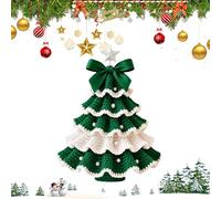 Eznaobo DIY Crochet Christmas Tree Kit, Handmade Crochet Christmas Trees, Handcraft Holiday Decoration Set, Beginner Crochet Christmas Kit, Tree Bow Pearl Embellishment for Christmas (Style B)