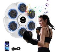 Eznaobo Music Boxing Machine, 2024 New Bluetooth Boxing Machine Wall Mounted with Boxing Gloves, 9 Speed Modes and Counting Mode, Music Boxing Machine for Adults and Children Exercise (White)