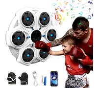 Eznaobo Music Boxing Machine with Boxing Gloves, Bluetooth Smart Music Boxing Machine with 3 Speeds&Light,Boxing Machine Wall Mounted,Music Punching Boxing Machine for Kids Adults (D-white)