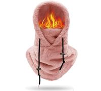 Eznaobo Thermal Balaclava Unisex, Sherpa Hood Ski Mask, Windproof Thermal Scarf Face Cover, Winter Fleece Hat Hood with Neck Warmer Snood for Men Women (UK, Alpha, One Size, Pink)