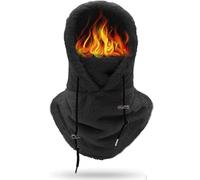 Eznaobo Thermal Balaclava Unisex, Sherpa Hood Ski Mask, Windproof Thermal Scarf Face Cover, Winter Fleece Hat Hood with Neck Warmer Snood for Men Women (UK, Alpha, One Size, Black)