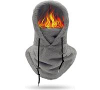 Eznaobo Thermal Balaclava Unisex, Sherpa Hood Ski Mask, Windproof Thermal Scarf Face Cover, Winter Fleece Hat Hood with Neck Warmer Snood for Men Women (UK, Alpha, One Size, Grey)