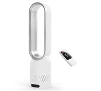 Eznaobo Tower Fans with Air Purifier, 2 in1Bladeless Fan with Remote Control, 8 Speeds, 90° Oscillation, Timer, Standing Tower Fan, Super Quiet Air Cooler for Home and Office (Silver)