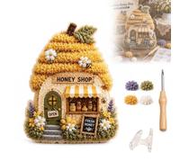 Eznaobo Whimsical Village 3D Fabric Poke Art Kit,Floral Mushroom Cottage Creative Craft Set,No Sew Press Technique, Home Decor Craft for Adult Beginner Handmade Hobby Gift