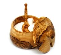 Ezo.Home Olive Wood Sugar Bowl with Lid and Spoon Handmade Capacity 100ml Sugar