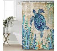EZON-CH Beautiful Sea Turtles Shower Curtain Sets Bathroom, Classic Stylish Blue Ocean Waterproof Shower Curtain with Hooks, Sea Beach Theme Shower Curtain Fits Perfect to Every Bath Decor 72x96IN