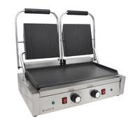 eZone Commercial Twin Contact Grill Panini Maker Ribbed/Flat 2x1.8kW 230V