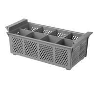 eZone Cutlery Holder Plastic Basket Eight Compartment for Commercial Dishwasher, Grey