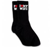 EZOOU Husband Socks I Love My Wife Socks, Funny Anniversary & Birthday Gift | Soft Cotton Husband Socks, Valentine's Day Gifts for Men, Dad, Anniversary, Birthday, Romantic, Best Gifts (Black)