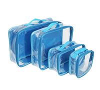 EzPacking Clear Packing Cubes Set of 4/Packs 7-10 Days of Clothes/Premium PVC Plastic Turquoise XSmall, Small, Medium and Large