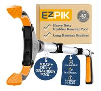 EZPIK Pro 40" Foldable Grabber Reacher Tool for Seniors, Heavy Duty Extended Trash Picker Upper Grabber Equipment with Claw Gripper and Magnet, Aluminum Pick Up Stick for Reaching Aids (Silver)