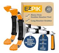 EZPIK Pro 43" Foldable Grabber Reacher Tool for Seniors, Heavy Duty Extended Trash Picker Upper Grabber Equipment with Claw Gripper and Magnet, Aluminum Pick Up Stick for Reaching Aids (Silver)