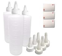 EZPRO USA Applicator Empty Plastic Bottle Twist Top Cap with Long Tip, BPA-free Coloring Treatment Squeeze Bottles for Food/Hair/Tattoo, Bleach Dye Application, 8 ounce 250 ml (Pack of 3)