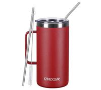 Ezprogear 1180ml (40 oz)Stainless Steel Coffee Mug Double Wall Vacuum Insulated Tumbler with Handle, Lid and Straws (40 oz, Cherry)