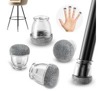 Ezprotekt 10mm-15mm Extra Small Silicone Chair Leg Floor Protectors,16 Pcs Chair Leg Caps,Clear Round Bar Stool/Grey Felt Pads for Chair Feet
