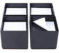 Ezprotekt 2 Inch Square Bed Risers Heavy Duty Stackable Furniture Risers - Solid Steel Bed Furniture Risers Post for Couch Bed Table Protect Wood & Carpet Surface, 3.15 x 3.15x 2 Inch(4 Pack, Black)