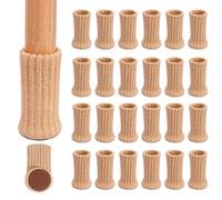 Ezprotekt 24 PCS Chair Leg Socks High Elastic Floor Protectors Non Slip Chair Leg Feet Socks Covers Furniture Caps Set, Fit Diameter from 1" to 2",Knitted Furniture Pads, Khaki