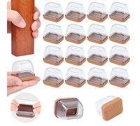 Ezprotekt 24 Pcs Rectangle Clear Silicone Chair Leg Floor Protectors Caps, Rectangle Felt Furniture Leg Pads Covers Cups for Chair Table -Anti-Scratches and No Noise (Fit L :1.3-1.7", W: 0.9-1.2")