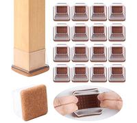 Ezprotekt 24 Pcs XL Square Clear Chair Leg Floor Protectors, Silicone Felt Furniture Pads Caps for Hardwood Floor, Dining Table Bar Stool Leg Protectors Leg Cups Covers (XL Fit: 1.5"-2")