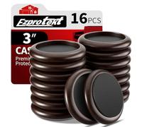 Ezprotekt 3 inch Premium EVA Castor Cups for Wooden Floors & Smooth Surfaces Φ 76 mm - Dark Brown Wood Grain - 16PCS Chair Leg Floor Protectors - Castors for Furniture - Furniture Cups