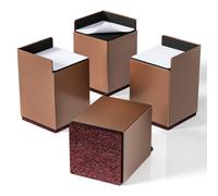 Ezprotekt Bed Risers 4 Inch, Brown Heavy Duty Furniture Risers for Bed Couch Sofa Chair Table Leg Frame, Metal Bed Lifts Risers, Under Bed Storage & Easy to Clean, Support up to 4400 Lbs (4 Pack)