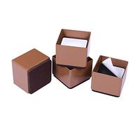 Ezprotekt Bed Risers Heavy Duty Furniture Risers for Sofa Table Couch Lift Height of 1.2 Inches, Bottom Pad Protect Floors, Solid Steel Offer Strong Support, Set of 4 (Brown, Square)