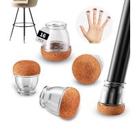 Ezprotekt Clear Extra Small Silicone Chair Leg Floor Protectors,16 Pcs Chair Leg Caps, 10mm-15mm Round Bar Stool/Brown Felt Pads for Chair Feet