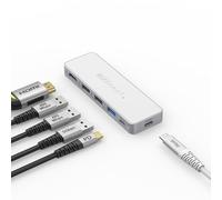 EZQuest USB-C 5-in-1 Hub Pro Series: 4K 60Hz HDMI, 100W PD Charging, USB 3.0 Data, 20" Detachable Cable. Multiport Adapter for MacBook Pro/Air, iPad, Windows, Thunderbolt 3/4 (Silver White)