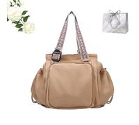 Ezra Pack Tote,Ezra Pack Tote Bag,Lightweight Fluffy Handbag with 16 Compartments, Large Shoulder Bag Handbag with Adjustable Shoulder Straps, Laptop Totes for Work, School, Shopping, Trave (Khaki)