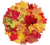 Ezranova 100pcs Artificial Autumn Leaves - Mixed Color Realistic Faux Maple Leaves for Fall Decor, Thanksgiving Table Centerpieces, Seasonal Crafts,Scrapbooking Deco & Home Decoration