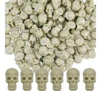 Ezranova 100pcs Mini Plastic Skull Heads, Realistic Human Skull Bone Model, Miniature Skulls for Halloween Decorations Skeleton Skulls for Party Bag Fillers Favors Supplies Bar Home Table (100)