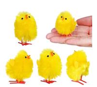 Ezranova 18 Pcs Mini Easter Chicks Yellow Easter Chenille Chicks Cute Fully Easter Chicks Baby Chicks for Easter Party, Easter Egg Bonnet Decoration, Easter Egg Hunt