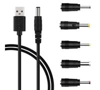 Ezranova 1M USB to DC Power Cable with 5 Plug Adapter(2.5x0.7mm,3.5x1.35mm,5.5x2.5mm,3.0x1mm,4.8x1.7mm),USB Power Charger Cord,for Laptops,Bluetooth Speakers,Router,Keyboard