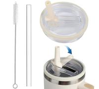 Ezranova 2 Pack Cup Leakproof Lid with Straws, Spill Proof Splash Resistant Tumbler Lids,Reusable Tumbler Cover Sets