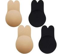 Ezranova 2 Pairs Stick on Bra Cups,Invisible Bra,Rabbit Shaped Sticky Push up,Anti-Penetration Point Adhesive, Breast Lift Tape Push Up Strapless Nipple Covers for Girls Women