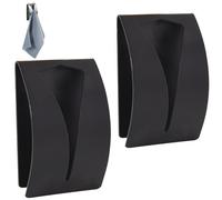 Ezranova 2 Pcs Tea Towel Holders Self Adhesive,Metal Tea Towel Holders,Self Adhesive Towel Holder Hook,Stainless Steel Hand Towel Rack for Bathroom Kitchen, Wall Mount Hook Bath Towel Hanger (Black)