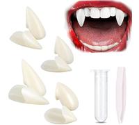 Ezranova 4 Pair Halloween Vampire Fangs, Vampire Teeth,Fangs,Vampire Teeth,Vampire Fangs for Cosplay Party Props Halloween Party Fangs
