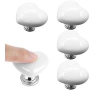 Ezranova 4 pcs Heart Toilet Flushers White, Heart-Shaped Pushers to add Style to Your Bathroom. Great Replacements for Standard Flush Buttons