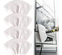 Ezranova 4 Pcs Microfibre Cloth Covers,Compatible with Karcher Steam Cleaner Accessories,Steam Mop Replacement Pads,White Reusable Hand Nozzle Cloth Replacements,Compatible with Karcher Steam Cleaner