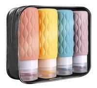 Ezranova 4 Pcs Travel Bottles for Toiletries, 100ML Silicone Travel Squeeze Bottles Set with Clear Zipper Toiletry Bag Leakproof Refillable Squeeze Travel Containers