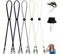 Ezranova 5-Pack Adjustable Hat Retainer Clips - Multi-Color Removable Windproof Chin Straps for Outdoor Sports (Black/White/Beige/Grey/Navy)