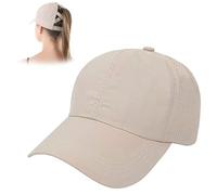 Ezranova Baseball Cap with Criss Cross Mesh - Quick-Dry, Adjustable & Breathable - Ideal for High Buns, Summer Sports Travel（White）